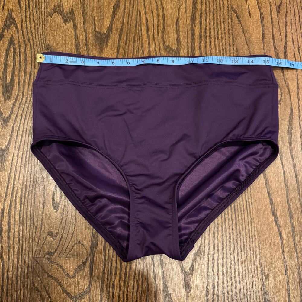 Lands End Womens Solid Purple Banded Bikini Swim Suit Bottom Brief Size 10 - Picture 5 of 5